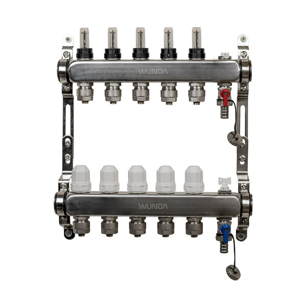 5 Port Premium Stainless Steel Underfloor Heating Manifold
