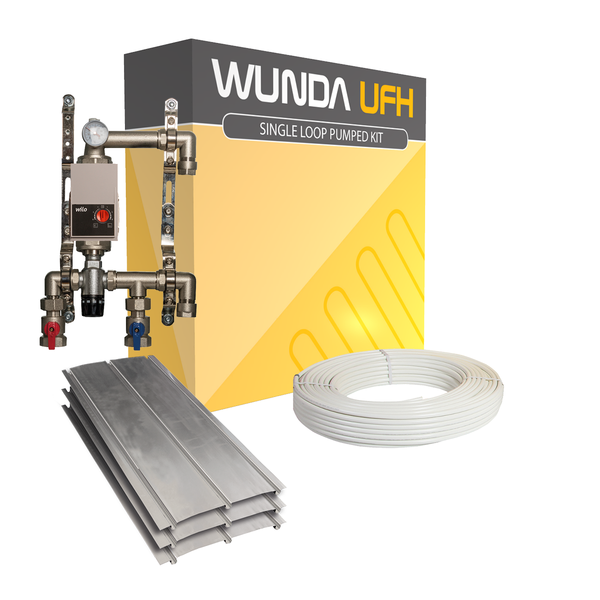 Small Area Spreader Plate (3 x Channel) Joist Heating Kit covers up to 18m² (Wilo Pump)