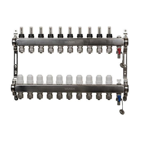 10 Port Premium Stainless Steel Underfloor Heating Manifold