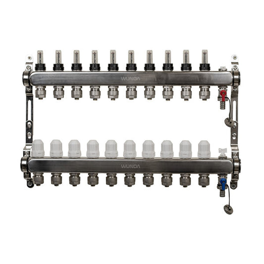 10 Port Premium Stainless Steel Underfloor Heating Manifold