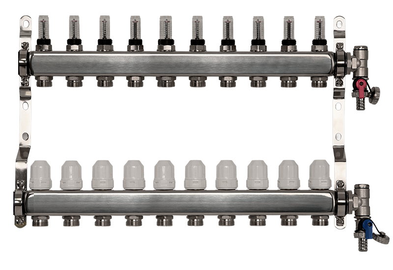 10 Port Premium Stainless Steel Underfloor Heating Manifold