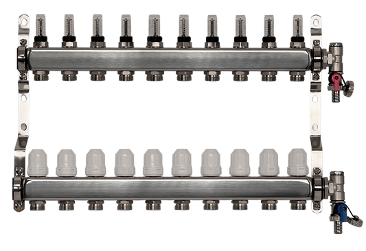 10 Port Premium Stainless Steel Underfloor Heating Manifold
