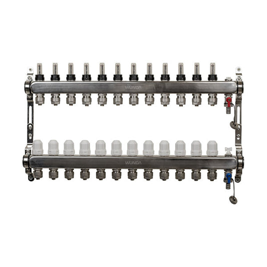 12 Port Premium Stainless Steel Underfloor Heating Manifold