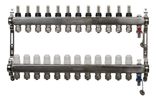 12 Port Premium Stainless Steel Underfloor Heating Manifold