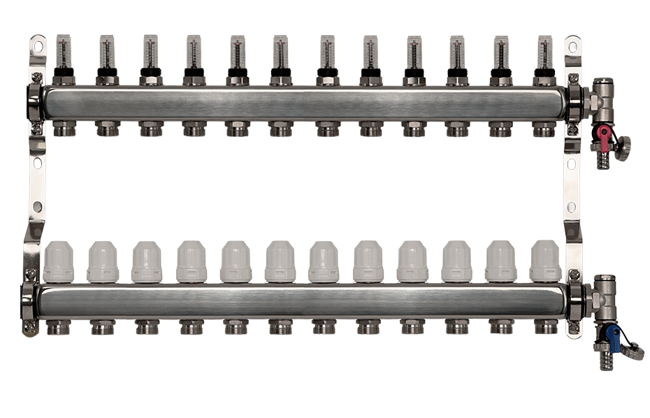 12 Port Premium Stainless Steel Underfloor Heating Manifold