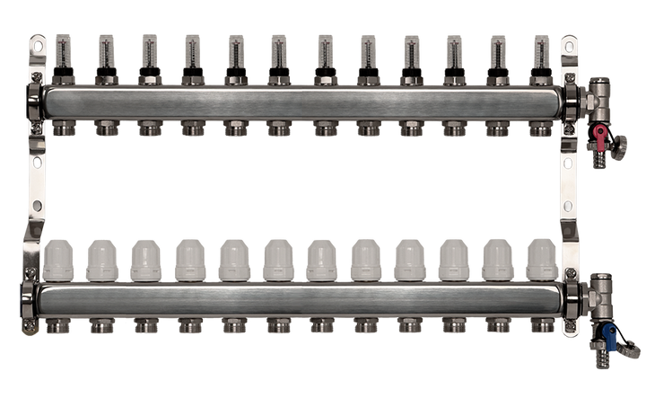 12 Port Premium Stainless Steel Underfloor Heating Manifold