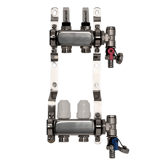 2 Port Premium Stainless Steel Underfloor Heating Manifold