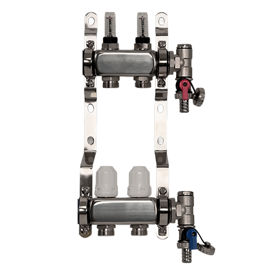 2 Port Premium Stainless Steel Underfloor Heating Manifold