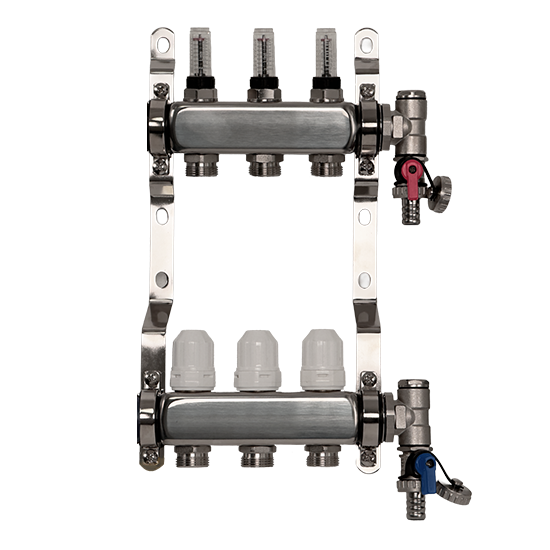 3 Port Premium Stainless Steel Underfloor Heating Manifold