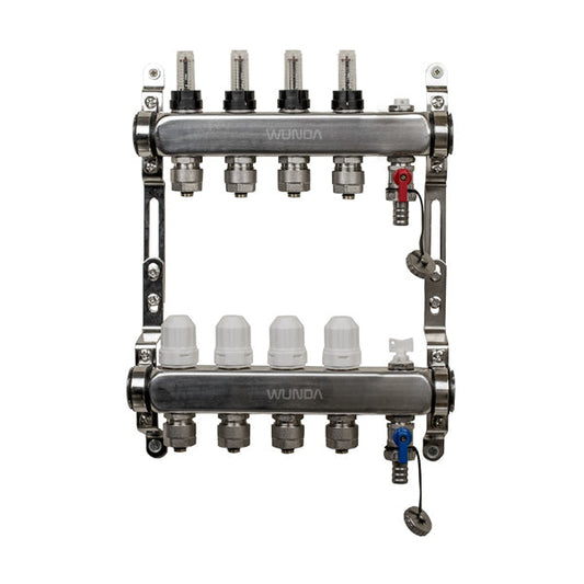 4 Port Premium Stainless Steel Underfloor Heating Manifold