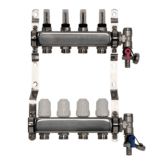 4 Port Premium Stainless Steel Underfloor Heating Manifold