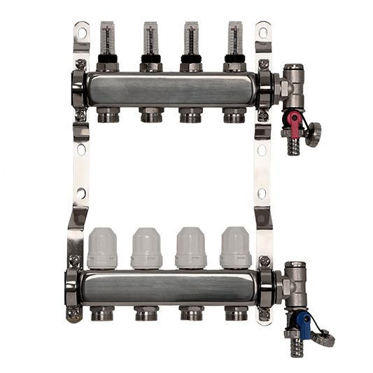 4 Port Premium Stainless Steel Underfloor Heating Manifold