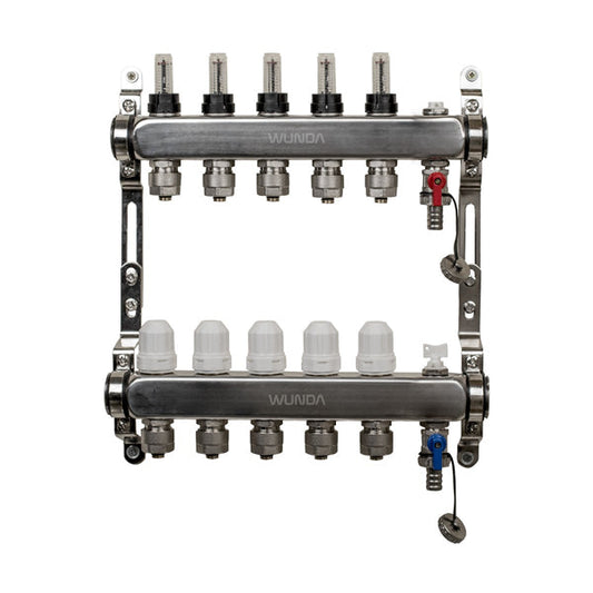 5 Port Premium Stainless Steel Underfloor Heating Manifold
