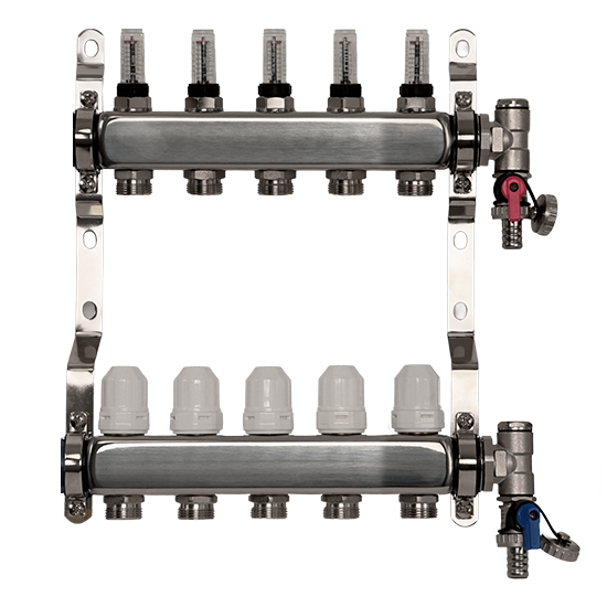 5 Port Premium Stainless Steel Underfloor Heating Manifold