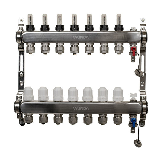 7 Port Premium Stainless Steel Underfloor Heating Manifold