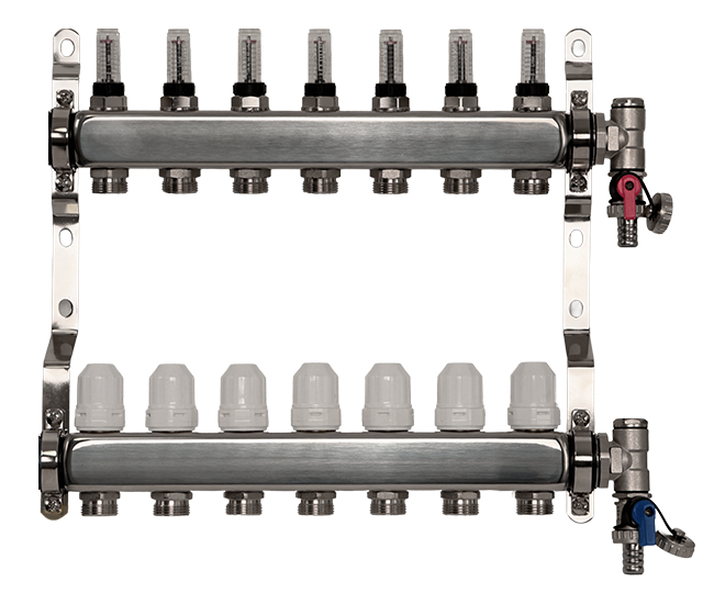 7 Port Premium Stainless Steel Underfloor Heating Manifold