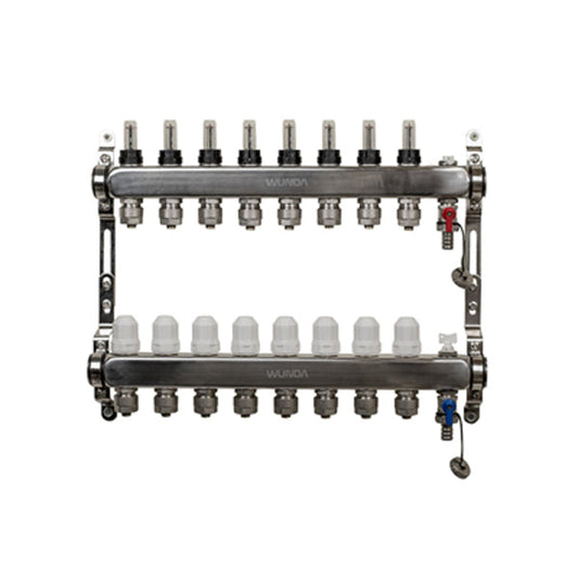 8 Port Premium Stainless Steel Underfloor Heating Manifold
