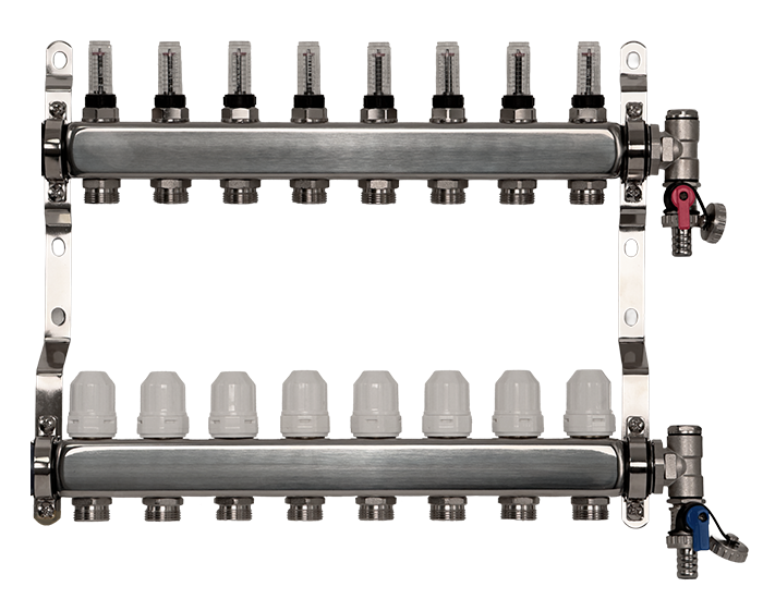 8 Port Premium Stainless Steel Underfloor Heating Manifold